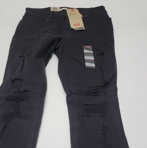 Levis 711 Stretch Skinny Jeans black distressed Size 26W/ 30L
